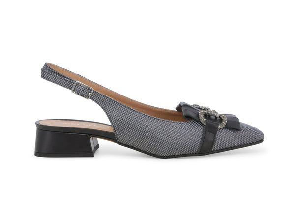 Melluso Slingback Donna in Tessuto Traspirante con Fibbie Gioiello Nero V703-244079
